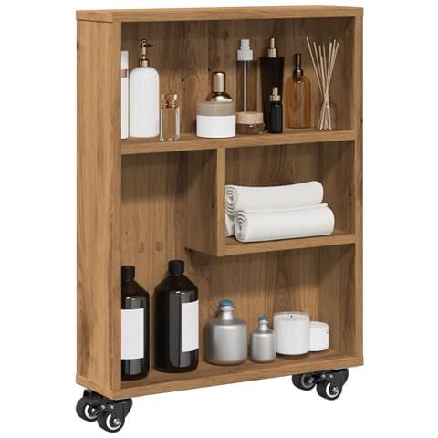 Carrello Stretto Rovere Artigianale 48x13x68 Cm In Truciolato - Foto 1