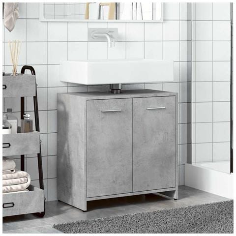 Mobile Lavabo Bagno Grigio Cemento 60x33x60cm Legno Multistrato - Foto 3