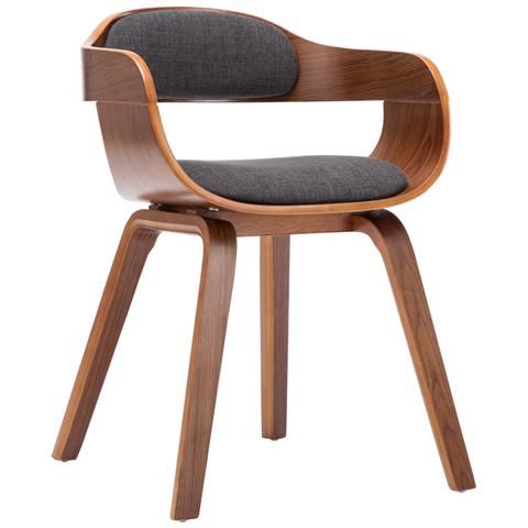 Sedia Da Pranzo Grigio Scuro In Tessuto E Legno Curvato - Foto 2