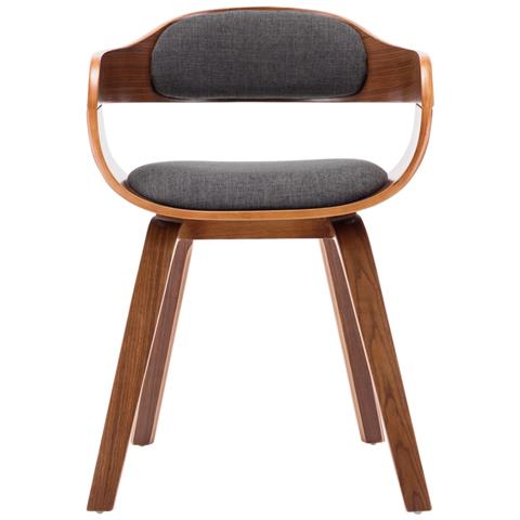 Sedia Da Pranzo Grigio Scuro In Tessuto E Legno Curvato - Foto 1