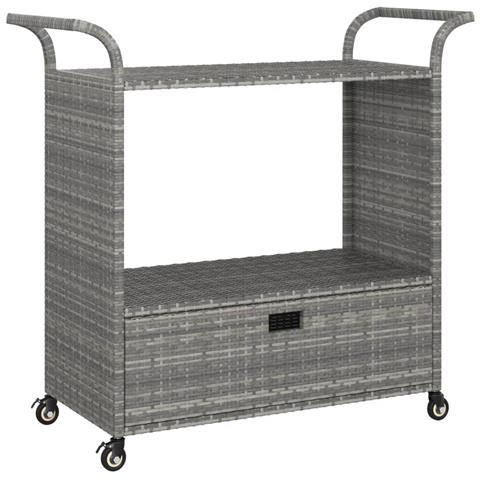 Carrello Da Bar Con Cassetto Grigio 100x45x97 Cm In Polyrattan - Foto 1