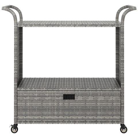 Carrello Da Bar Con Cassetto Grigio 100x45x97 Cm In Polyrattan - Foto 2