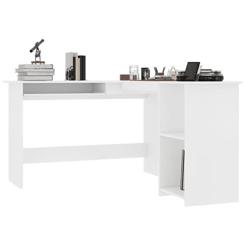 Lusso Casadino - Scrivania Angolare A L Bianca 120x140x75cm In Legno Multistrato - Foto 2