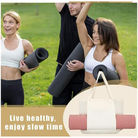 Borsa Da Yoga In Tela Per Donna, Borsa Da Trasporto Per Tappetino Da Yoga Da Esterno White - Foto 6
