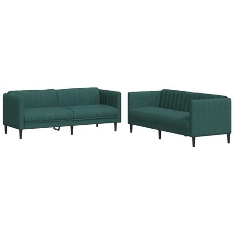 Set di Divani 2 pz Verde Scuro in Tessuto - Foto 1