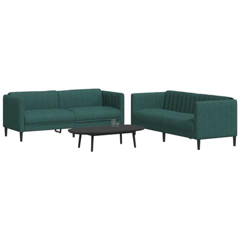Set di Divani 2 pz Verde Scuro in Tessuto - Foto 2