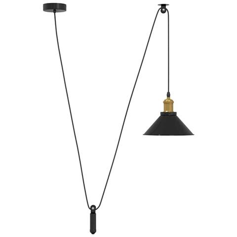 Lampada a Sospensione Regolabile E27 Nero Lucido Ø22 cm Metallo - Foto 1