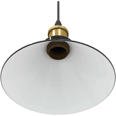 Lampada a Sospensione Regolabile E27 Nero Lucido Ø22 cm Metallo - Foto 9