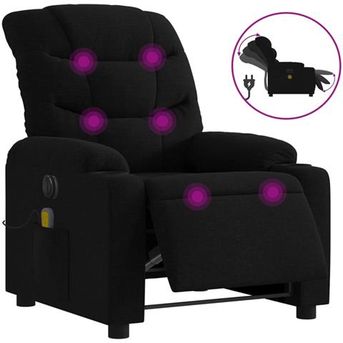 Poltrona Massaggiante Reclinabile Elettrica Nera in Tessuto - Foto 1