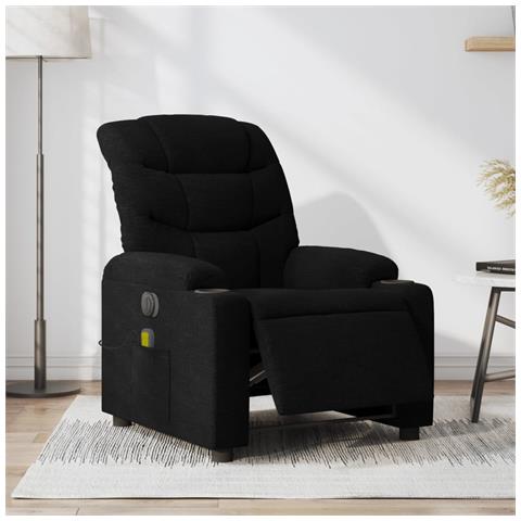 Poltrona Massaggiante Reclinabile Elettrica Nera in Tessuto - Foto 2