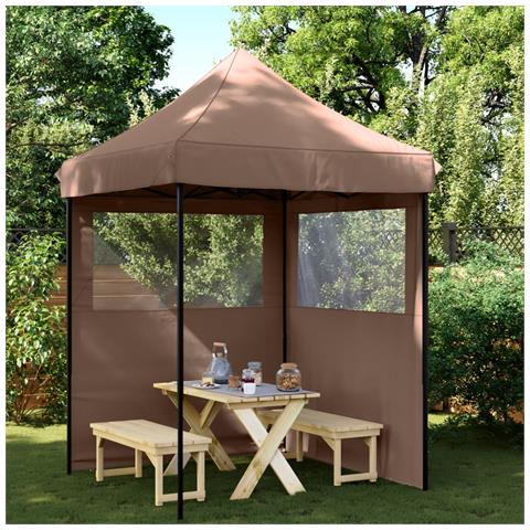 Tendone per Feste Pieghevole Pop-Up con 2 Pareti Marrone - Foto 2