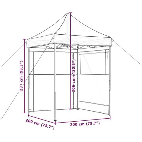 Tendone per Feste Pieghevole Pop-Up con 2 Pareti Marrone - Foto 9
