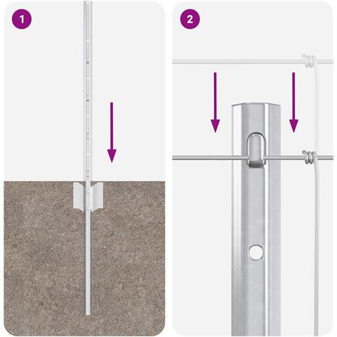 Pali per Recinzione 11 pz U-Channel 80 cm Acciaio Zincato, Recinzione per Campo 0.8x25 m Acciaio Zincato - Foto 9