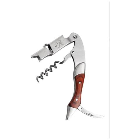 Cavatappi Multifunzione In Acciaio Inox Con Manico In Legno Di Palissandro A Foglia Di Vite - Foto 2