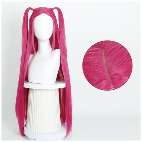 Parrucca Cosplay Rosa: Fibra Ad Alta Temperatura, Cinghie Regolabili Per Feste E Anime - Foto 2