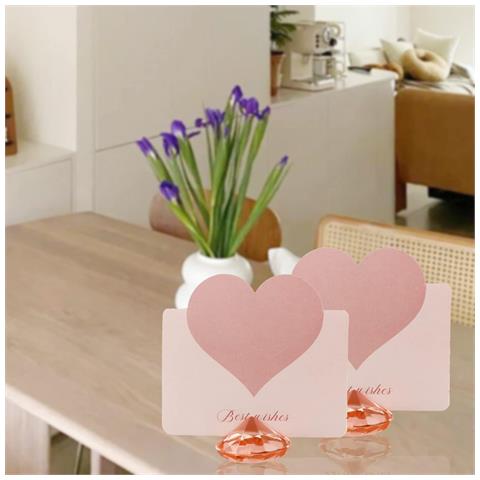 Supporto Porta Biglietti Da Visita Nuziali Segnaposto Diamanti Rosa Set 12 Pezzi - Foto 2