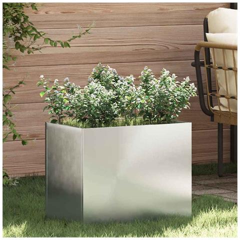 Vaso da giardino Argento 50 x 32 x 40 cm Acciaio zincato - Foto 2