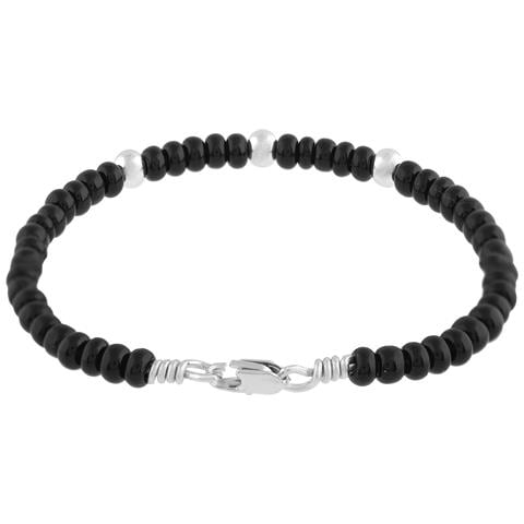 Bracciale In Argento Sterling 925 Con Cristallo Nero Dalmata - Foto 3