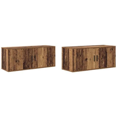 Set Mobile TV da Parete 2 pcs Legno vecchio 100 x 34,5 x 40 cm - Foto 1