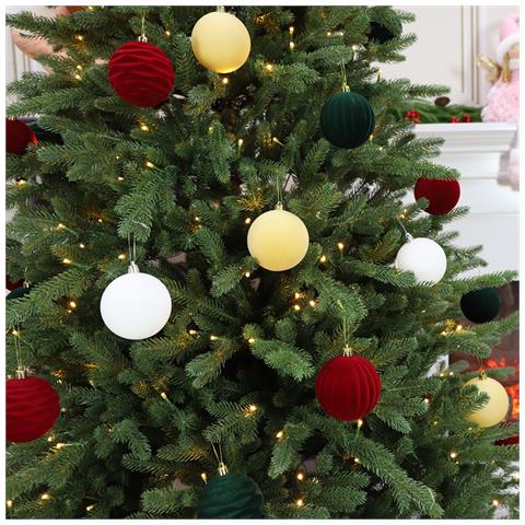Palline Di Natale In Velluto Da 6 Cm - Set Da 12 Ornamenti Per Albero Di Natale In Peluche Red - Foto 3