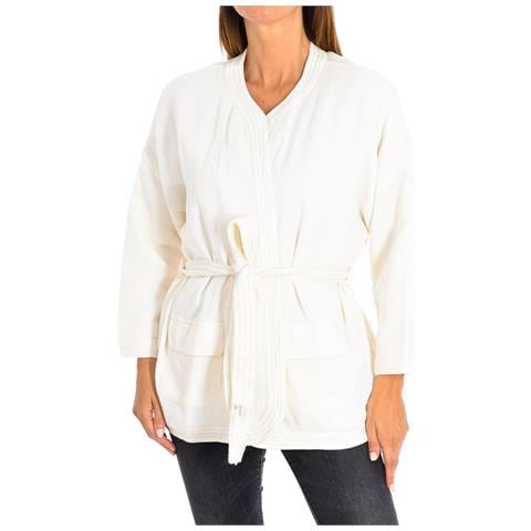 Cardigan Lungo E Cintura Annodata 8998 Donna - Foto 1
