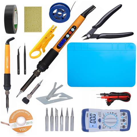Set Di Strumenti Di Saldatura Professionali Electric S 21 In 1 - Stazione Saldante 60w, Display Lcd, Regolazione Temperatura 180-500°c, Accessori Inclusi - Foto 1