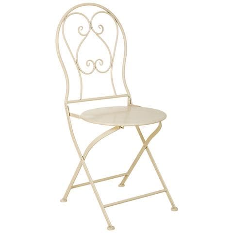 Sedia In Ferro Battuto Beige 38x46x90h Cm - Foto 1
