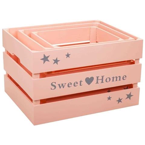 Set Di 3 Cassetti In Legno Laccato Rosa - Foto 2