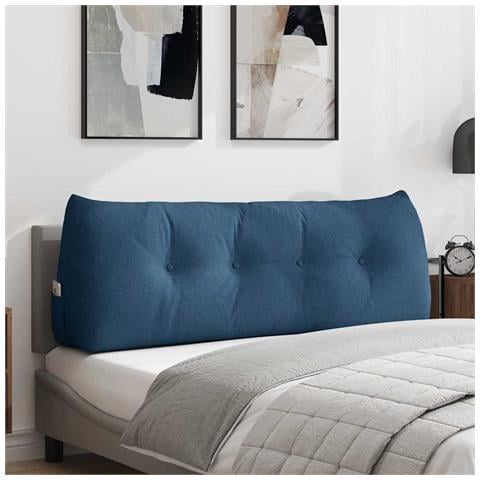 Cuscino per Schiena Blu 140 x 24 x 50 cm Tessuto - Foto 2