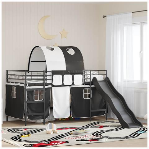 Struttura del letto loft per bambini Nero 79,5 x 200 cm Metallo - Foto 2