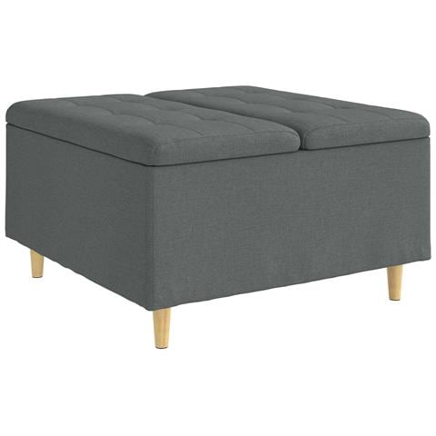 Pouf contenitore Grigio scuro 80 x 80 x 45 cm Tessuto - Foto 1