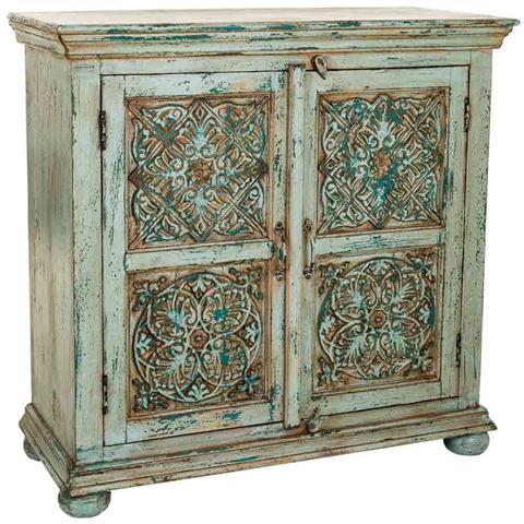 Mobile Da Ingresso Artigianale In Legno Blu 90x40x90h Cm - Foto 1