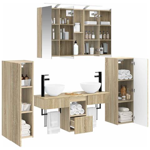 Set di mobili per il bagno 6 pcs Rovere Sonoma - Foto 2