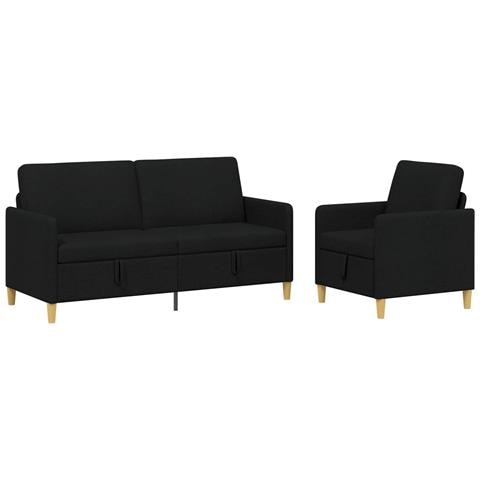 Set di Divani con Storage 2 pcs Nero Poliestere - Foto 1
