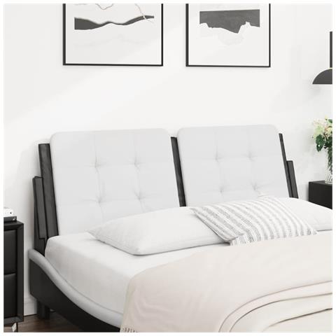 Cuscino Testiera Zadar Bianco e Nero 137 cm in Similpelle - Foto 2