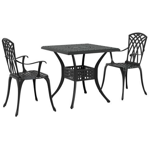 Set di Tavolo da Giardino 3 pcs Nero Alluminio pressofuso - Foto 1