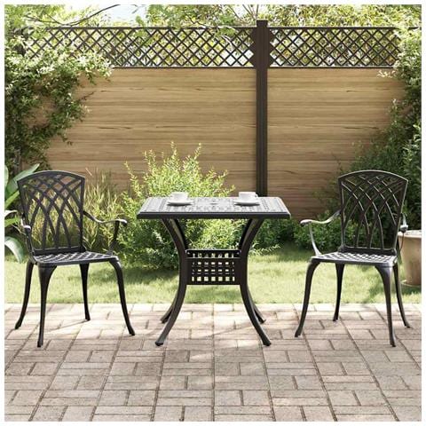 Set di Tavolo da Giardino 3 pcs Nero Alluminio pressofuso - Foto 2