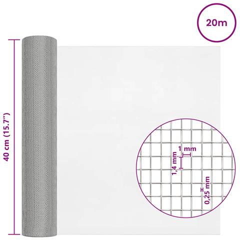 Rete per schermatura 40 x 2000 cm 18 Mesh Argento - Foto 7