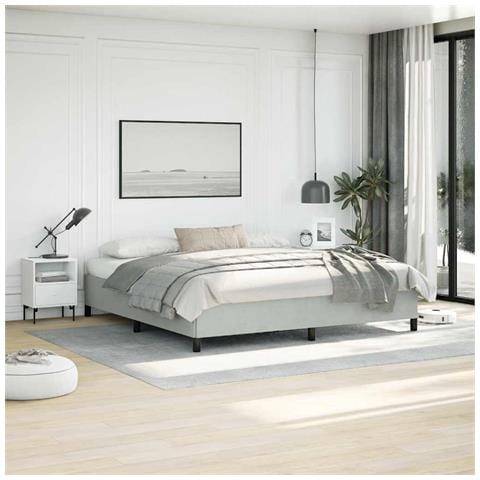 Struttura letto senza Materasso Grigio Chiaro 193x203 cm matrimoniale Velluto - Foto 2