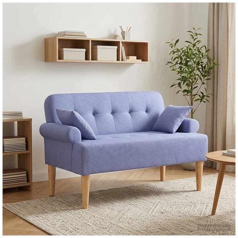 Loveseat con bottoni imbottiti Blu jeans 120 x 65 x 79 cm - Foto 2
