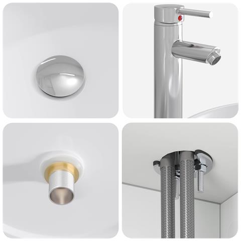 Set di mobili per il bagno 2 pz Bianco Legno ingegnerizzato - Foto 10