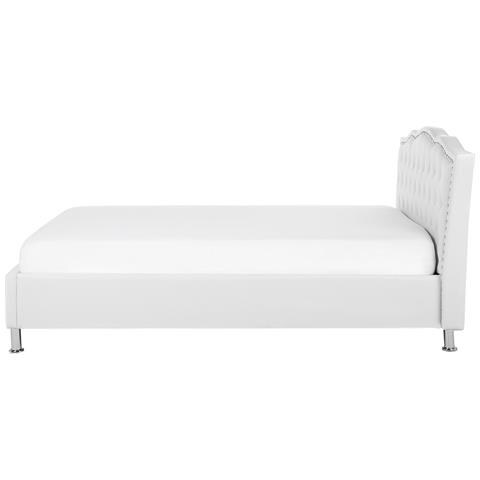 Letto Matrimoniale Moderno In Pelle Sintetica Bianca 140x200cm Metz - Foto 29