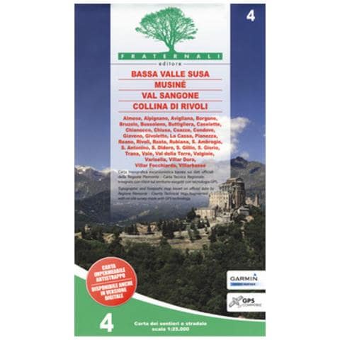 Carta n. 4. bassa valle susa, musiné, val sangone, collina di rivoli. carta dei sentieri e stradale 1:25.000. adatto a gps - Foto 1