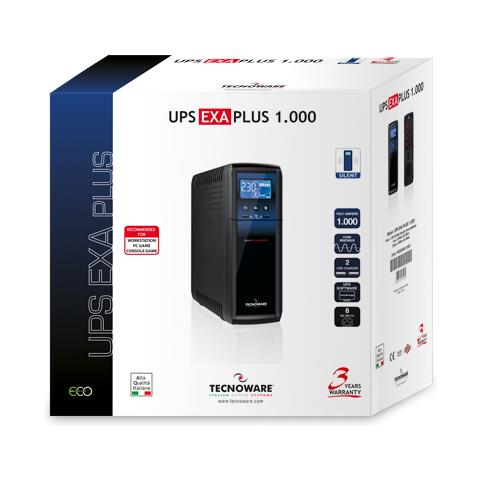 Gruppo di Continuità UPS Exa Plus 1000 VA / 700 W 8 prese AC 1 Porta USB 2 Porte LAN Colore Nero   - Foto 4