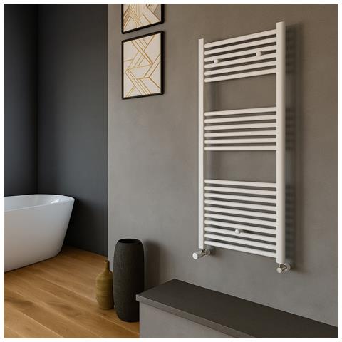 Termoarredo Bagno Scaldasalviette Acciaio Radiatore Calorifero Termosifone Bianco *** Misure : H1200xl450xi400 23 Tubi - Foto 5