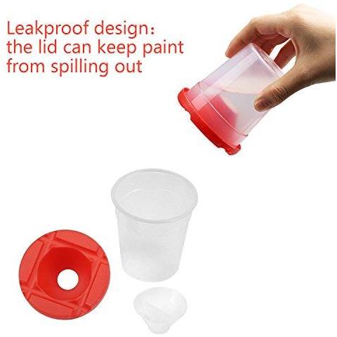 Spill Proof Tazze Paint 4 Colori Senza Fuoriuscita Di Tazze Di Vernice Con Coperchi E 4 Spazzole Di Pittura Per Bambini Pezzi Assortiti Colorati - Foto 4