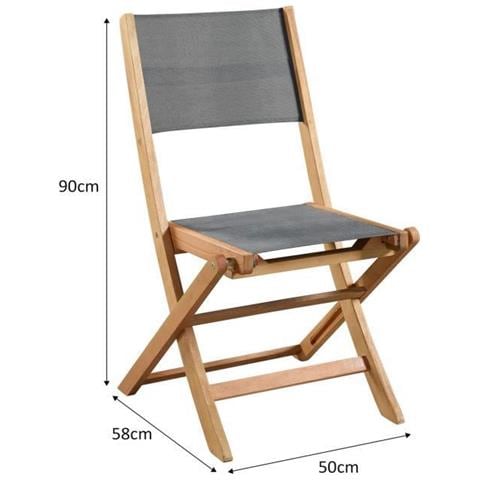 Set Di 4 Sedie Da Giardino In Legno Di Acacia Fsc E Seduta In Textilene - 50 X 57 X 90 Cm - Grigio - Foto 1