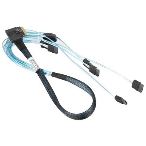 Super Micro - Internes Sas-kabel - 1x8 Slim Sas (sff-8654) (m) Links Gewinkelt Bis Sata (m) - 70 Cm (cbl-sast-0827) - Foto 1