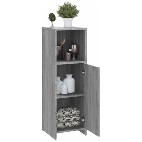 Armadietto Bagno Grigio Sonoma 30x30x95 cm in Legno Multistrato - Foto 10