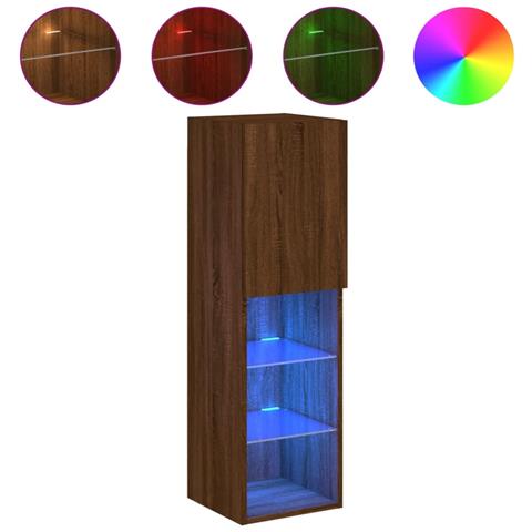 Mobile Tv Con Luci Led Rovere Marrone 30,5x30x102 Cm - Foto 2